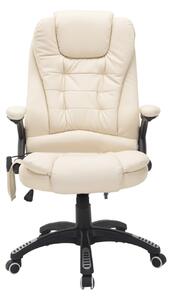 HOMCOM Executive Office Chair with Massage and Heat, High Back PU Leather Massage Office Chair With Tilt and Reclining Function, Beige