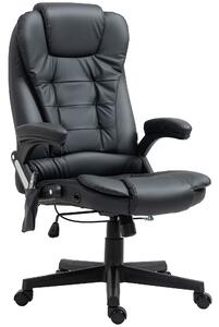 HOMCOM Massage Chair with Heat, High Back PU Leather Executive Office Chair W/ Tilt and Reclining Function, Black Aosom UK