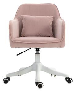 Vinsetto Velvet Massage Office Chair, Makeup Vanity Chair, Rechargeable Electric Vibration Massage Lumbar Pillow, Rolling Wheels, Pink Aosom UK
