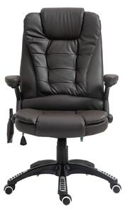 HOMCOM High Back Executive Massage Chair, PU Leather Massage Office Chair with Heat, Tilt, Reclining Function, Adjustable, Brown Aosom UK