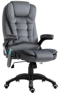 Vinsetto 6-Points Massage Office Chair, Executive Office Chair, Reclining Office Chair w/ Velvet-Feel Fabric, 360° Swivel Wheels, Grey Aosom UK