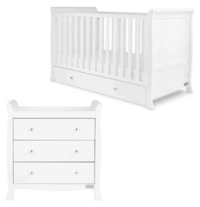 Ickle Bubba Snowdon Classic 2 Piece Furniture Set White - Fibre Mattress