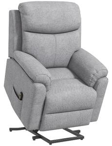 HOMCOM Power Lift Chair Electric Riser Recliner for Elderly, Linen Fabric Sofa Lounge Armchair with Remote Control and Side Pocket, Cat Scratch Anti, Grey