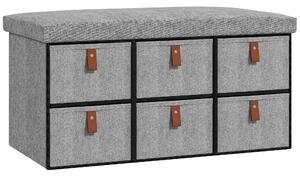 HOMCOM Shoe Bench with Seat, Shoe Storage Bench with Cushion and 6 Fabric Drawers for Entryway, Hallway, Living Room, Bedroom, Light Grey Aosom UK