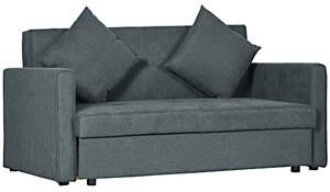 HOMCOM 2 Seater Sofa Bed, Convertible Bed Settee, Modern Fabric Loveseat Sofa Couch w/ 2 Cushions, Hidden Storage for Guest Room, Dark Grey