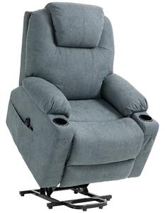 HOMCOM Lift Chair, Quick Assembly, Riser and Recliner Chair with Vibration Massage, Heat, Cup Holders, Charcoal Grey