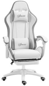 Vinsetto Racing Gaming Chair, Reclining PU Leather Computer Chair w/ 360 Degree Swivel Seat, Footrest, Headrest & Lumber, White Aosom UK