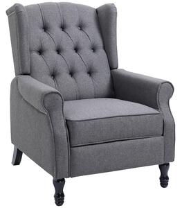 HOMCOM Recliner Armchair for Living Room, Wingback Chair with Button Tufted Back and Footrest, Light Grey Aosom UK