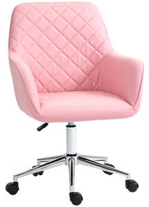 Vinsetto Office Desk Chair, Leather-Feel Fabric Computer Desk Chair with Rolling Wheels and Adjustable Height for Home, Pink Aosom UK