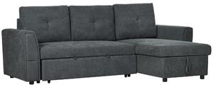 HOMCOM 3 Seater Sofa Bed, Pull Out Sofa Bed with Larger Bed Size & Thicker Cushion Padding, Corner Sofa Bed with Storage, Dark Grey Aosom UK