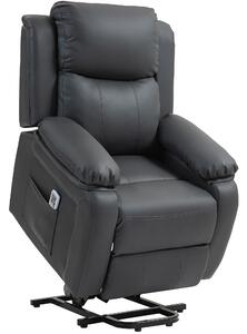 HOMCOM Electric Power Lift Recliner Chair Vibration Massage Reclining Chair with Remote Control and Side Pocket, Dark Grey Aosom UK