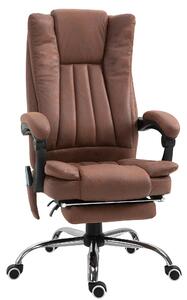 Vinsetto High Back Vibration Massage Office Chair, Heated Reclining Leathaire Fabric Chair w/ Footrest, Cat Scratch Resistant, Brown Aosom UK