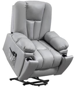 HOMCOM Leathaire Massage Recliner Armchair with 8 Massage Points and Reclining Back, Charcoal Grey Aosom UK