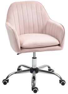 HOMCOM Velvet-Feel Tub Office Chair, with Seat Cushion - Pink Aosom UK