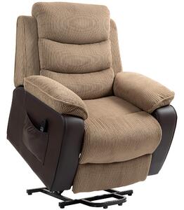 HOMCOM Power Lift Recliner Chair for Elderly, Patchwork Design Oversized Electric Riser and Recliner Armchair for Living Room, Brown