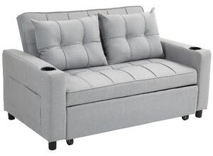HOMCOM Two-Seater Pull-Out Sofa Bed, Cat Scratch Resistant, Light Grey Aosom UK
