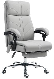 Vinsetto 4 Points Massage Office Chair with 3 Modes, Heating Office Chair with Foam Padding, Adjustable Swivel, Footrest, Light Grey Aosom UK