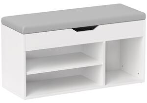 HOMCOM Shoes Cabinet Bench Hidden Storage Padded Seat Organiser Footwear Rack Hallway Cream White
