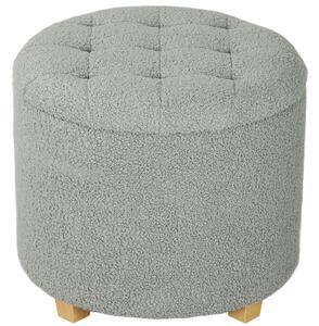 HOMCOM 31.8L Teddy Fleece Storage Ottoman - Dark Grey
