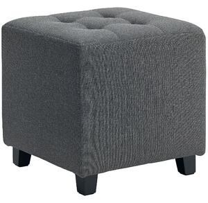 HOMCOM Square Footstool, Linen Fabric Footrest Foot Stool with Rubber Wood Legs and Padded Seat for Living Room, Entryway, 35 x 35 x 35cm, Grey