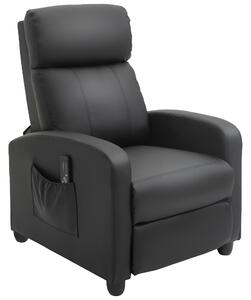 HOMCOM Massage Recliner Armchair with 150° Recline, Faux Leather Home Theatre Chair with Side Pocket, Black Aosom UK