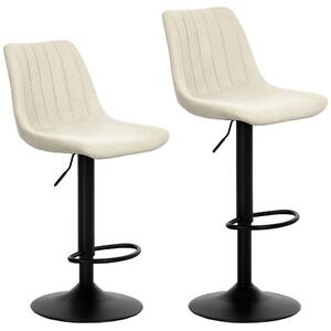HOMCOM Set of Two Chenille-Feel Tub Bat Stools - Beige