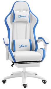 Vinsetto Racing Gaming Chair, Reclining PU Leather Computer Chair w/ 360° Swivel Seat, Footrest, Removable Headrest & Lumber Support, White Aosom UK