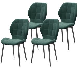 HOMCOM Set of Four Flannel Relaxed Tub Dining Chairs - Green Aosom UK