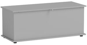 HOMCOM 113L Storage Chest, Storage Box with Flip-Top Lid and 2 Safety Hinges, Storage Trunk for Living Room, Entryway, 100 x 40 x 40 cm, Grey