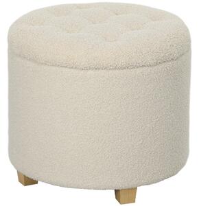 HOMCOM 31.8L Teddy Fleece Storage Ottoman - Cream White