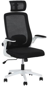 HOMCOM Home Office Chair, High-Back Desk Chair with Mesh, Flip Up Arms & Rotating Headrest for Long-time Work, Black Aosom UK