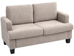 HOMCOM 2 Seater Sofa, 138 cm Loveseat Sofa with Removable Back Cushions, Chenille Fabric Small Couch Settee with S-springs for Living Room, Bedroom, Home Office, Light Brown