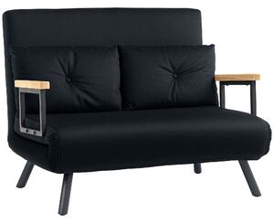 HOMCOM 4-in-1 Velvet-Feel Double Sofa Bed, with Pillows - Black