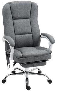 HOMCOM Executive Office Chair with 8-point Massage and Heat, Fabric Computer Desk Chair with Reclining Backrest, High Back, for Home, Grey Aosom UK