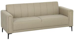 HOMCOM 3 Seater Sofa, Modern Fabric Sofa Couch, Channel Tufted Upholstered Sofa Settee for Living Room, Guest Room, Bedroom, Home Office, Khaki
