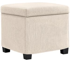 HOMCOM Storage Ottoman Bench, Corduroy Footstool with Removable Lid and Legs, 40cm Storage Chest Box for Living Room, Bedroom, Hallway, Beige