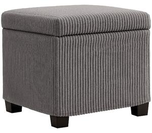 HOMCOM Storage Ottoman Bench, Corduroy Footstool with Removable Lid and Legs, 40cm Storage Chest Box for Living Room, Bedroom, Hallway, Grey