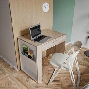 Cobalt Desk, White and Oak