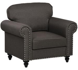 HOMCOM Mid-Century Armchair, with Pocket Springs - Dark Brown