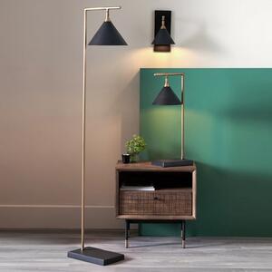 Zeta Matt Black and Antique Brass Floor Lamp