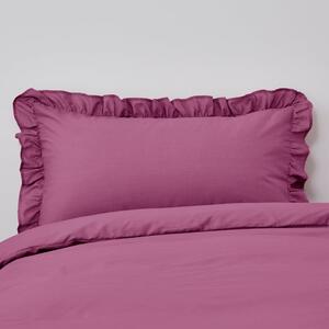 Non Iron Plain Dye Pink Frilled Pillowcase