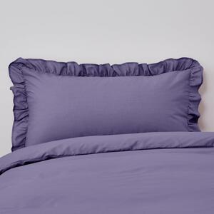 Non Iron Plain Dye Purple Frilled Pillowcase