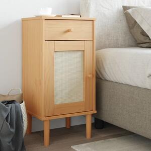 Bedside Cabinet SENJA Rattan Look Brown 40x35x80 cm Solid Wood Pine