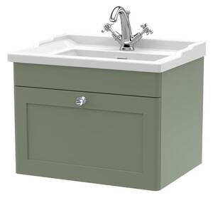 Classique Wall Mounted 1 Drawer Vanity Unit with Ceramic Basin