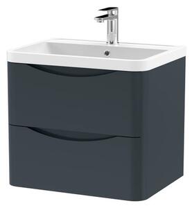 Lunar Wall Mounted 2 Drawer Vanity Unit with Polymarble Basin