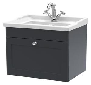 Classique Wall Mounted 1 Drawer Vanity Unit with Ceramic Basin