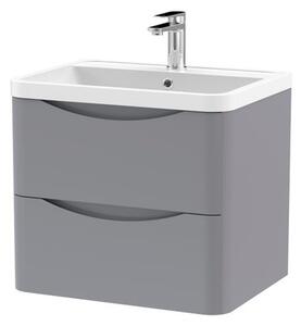 Lunar Wall Mounted 2 Drawer Vanity Unit with Polymarble Basin