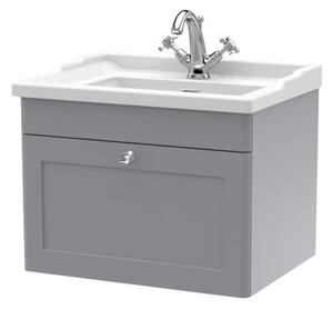 Classique Wall Mounted 1 Drawer Vanity Unit with Ceramic Basin