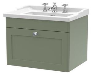 Classique Wall Mounted 1 Drawer Vanity Unit with Ceramic Basin