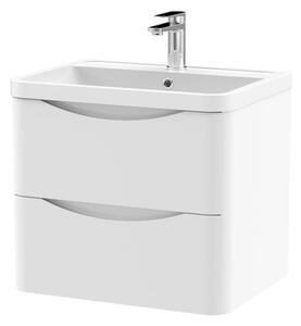 Lunar Wall Mounted 2 Drawer Vanity Unit with Polymarble Basin